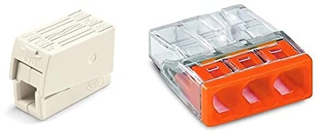 WAGO® Leuchtenklemme, weiß, 224-112 (100 Stück) & ® Klemme, 3-Leiter, Verbindungsdosenklemmen, 2273-203 (100 Stück), Orange