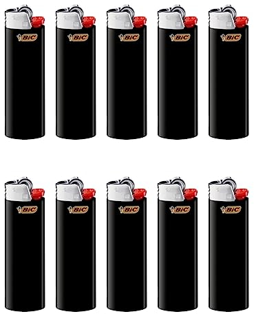 J26 Maxi Original Feuerzeug einfarbig/Gemischt Kindersicherung Ständer Aufsteller (Schwarz, 10)