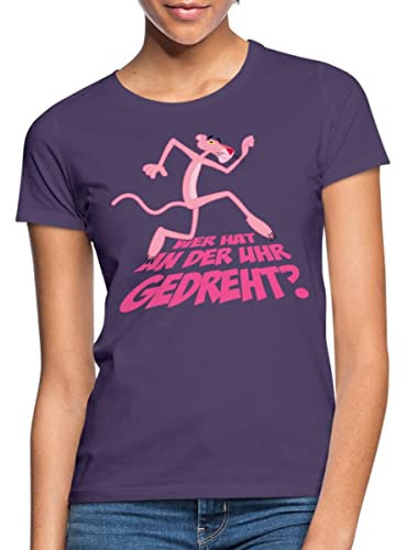 Spreadshirt Pink Panther Wer hat an der Uhr gedreht Lustiger Spruch Frauen T-Shirt, M, Dunkellila