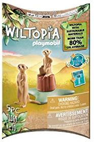 PLAYMOBIL WILTOPIA 71069 Erdmännchen aus nachhaltigem Material inklusive vielen Zubehör und Tier-Sammelkarte mit QR-Code und spannenden Audio-Content, ab 4 Jahren