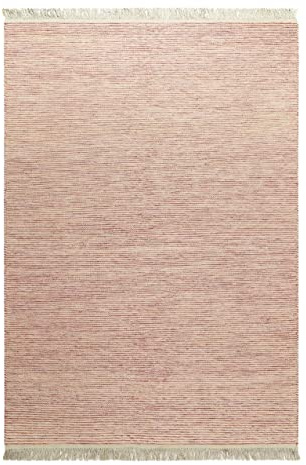 Kelim Teppich handgewebt - Naturfaser Läufer & Teppiche bestens geeignet fürs Wohnzimmer & Schlafzimmer, Handwebteppich & Wollteppich, nachhaltig & hochwertig, 80 x 150 cm, Rot Beige - Amélie