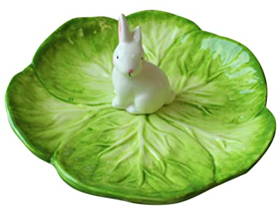 PATKAW Ceramic Dinner Plate Cartoon Cabbage Rabbit Shaped Plate Vegetable Serving Platter Candy Dishes for Wedding Dinner Party Decoration