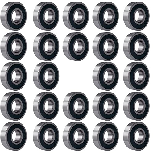 Tonmp 608-2RS Ball Bearing - Double Rubber Sealed Shielded Miniature Deep Groove Bearings for Furniture Wheel,Skateboards, Inline Skates, Scooters, Roller Blade Skates (8mm x 22mm x 7mm) (24)