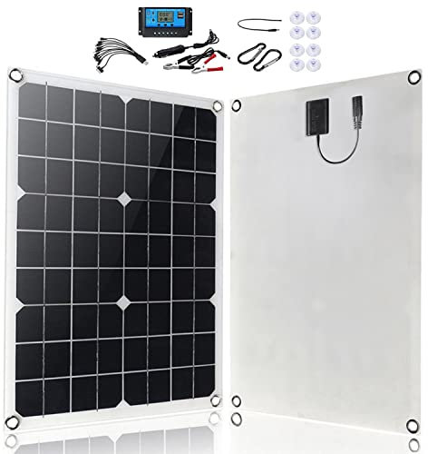 BAISHIFA Kit de Panneau Solaire Souple monocristallin de 50w 18v + 10-60 Un contrôleur 12v / 24v pour Le Chargeur de Batterie de la Voiture 12v de Camping Car de Camping-Car,10A