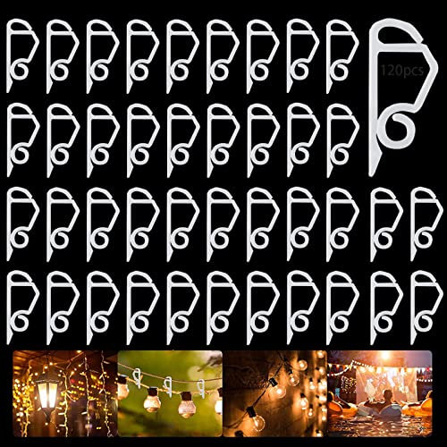 120 Stück Dachrinnenhaken für Lichterkette, Weihnachtslicht Clips für Weihnachtsaußenbeleuchtung Dekoration, Kunststoff Dachrinnenhalter Wasserdicht, Lichterkette Haken, Befestigung für Innen & Außen