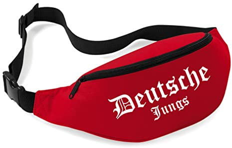 Deutsche Jungs Bauchtasche | Deutschland Tasche - Ultras - Fussball - Hüfttasche - Bag | Rot