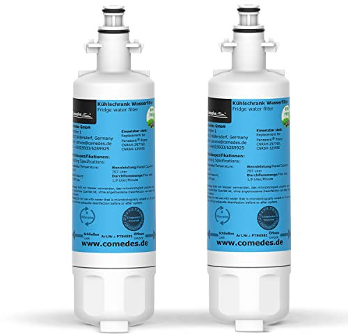 Comedes Lot de 2 filtres à eau de rechange pour Beko 4874960100 Compatible avec Grundig, Blomberg, Küppersbusch, Elektra-Bregenz, Privileg, Lamona