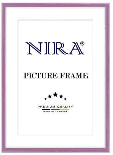 NiRa Massiv Holz Bilderrahmen Schmal 24 x 34 cm in Alt-Rosa Hochglanz | Farbe und Größe wählbar | Rahmen für Poster | Puzzle | Foto collage HD124