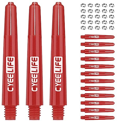 CyeeLife 35/41/48mm Kunststoff Dart Schäfte 15 Stück mit 20 Schaftringe Ring aus Metall,8 Farben 2BA PC Dartpfeile Zubehör