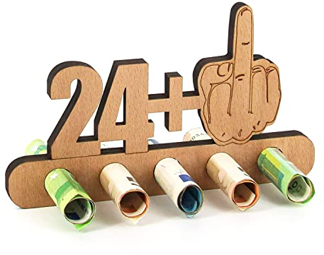 Giftota - Originelle Lustig 25. Geburtstag Geldgeschenk Holz - 24 + 1 - Geschenk zum 25.Geburtstag - Geburtstag Jubiläum - Geschenke aus Holz - Geschenke für Freunde, Familie