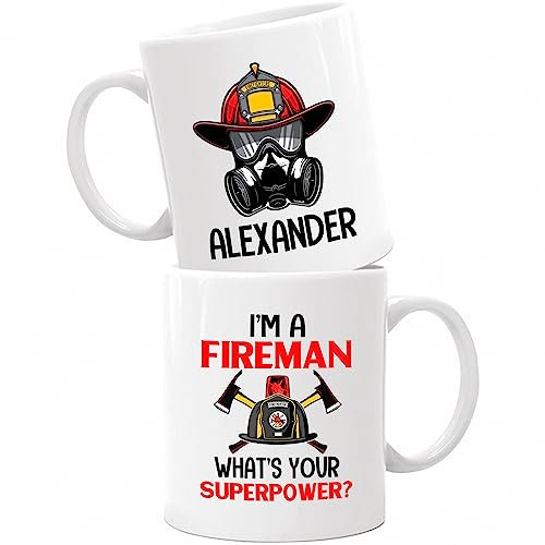 Taza con texto en inglés I'm A Fireman, regalo de bombero, taza de café con nombre personalizado para amigos, compañeros de trabajo, taza de regalo personalizada para graduación, taza de té blanco