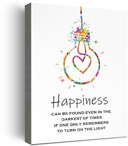YEOION Inspirierende Wandkunst für Kinderzimmer, Dekoration Happiness Can Be Found Even in the Darkest of Times, Leinwand-Posterdruck für Klassenzimmer, Kinderzimmer, Kinderzimmer, W697