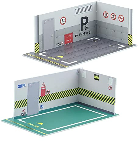 Fonowx 2 Stück Automodell Diorama Parkplatz Landschaft 1/24 DIY Modell