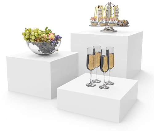 PecMuikee Buffet Risers, Food Display Stand for Buffet Table, Acrylic Cube Risers with Hollow Bottoms 3PCS 8910