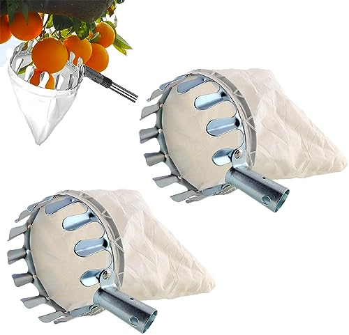 TAPT Obstpflücker Apfelpflücker, 2 Stück Obstsammler mit Baumwollbeutel, Apfelsammler für die Ernteernte Apfel, Orangen, Pfirsichbirne, Kirschen, Kirschenpflücker(Diameter 16cm)