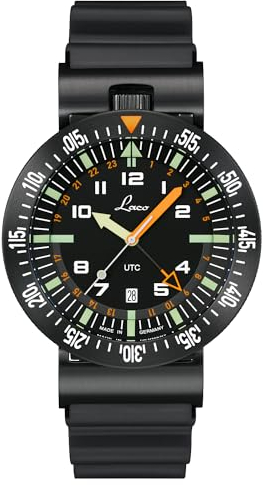 Laco Einsatzuhr Atacama mit Leuchtindexe, Quarzuhr, Edelstahlgehäuse, Saphirglas, wasserdicht, Made in Germany