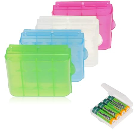 Batteriebox Klein, 12 Stück Kunststoff Batterie Aufbewahrungsbox Bunte Akkubox Batterie Schutzbox Transportbox Akku Boxen für Batterieschutz und Lagerung