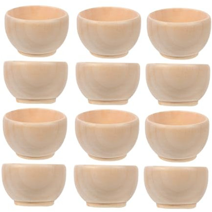 Toyvian 12stücke Diy Unbemalte Mini Holzschalen Unfertige Holzspielzeuge Für Bastelprojekte Miniatur Schalen Für Junge Mädchen Kreatives Spielzeug Malfähigkeiten