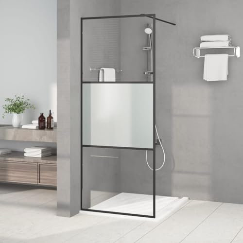 LAPOOH Duschwand für Begehbare Dusche Schwarz 80x195 cm Halbmatt ESG, Duschrückwand, Duschabtrennung, Glaswand Dusche, Duschglaswand, Duschtrennwand