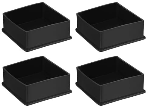 QUARKZMAN 4Pcs Embouts de Pieds de Chaise Carrés en PVC, 75mm x 75mm OD, Noirs, Protections de Sol pour Pieds de Meubles de Table, Capuchons de Couverture