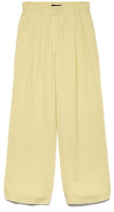 VERO MODA Damen Vmcarmen Hw Wide Pleat Pull-On Pant, Pale Banana, (L) W x 32L