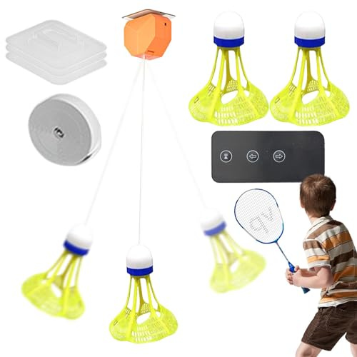 Beleuchteter Badminton-Trainer - 3-teiliges LED-Badminton-Trainingsset, Solo Badminton-Trainer | Ferngesteuerte Trainingshilfe mit elastischer Schnur, batteriebetriebener Badminton-Trainer für
