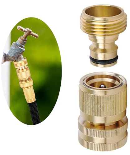 Uni-Fine Garden Hose Quick Connector Brass Quick Hose End Connector Garden Hose Nozzle Connect Kit for Kitchen Garden Outdoor Hose Pipe Tool