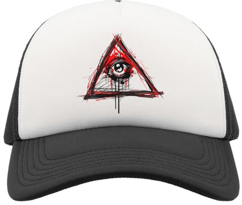 Atspauda Illuminati Baseballmütze mit Aufschrift All Seeing Eye New World Order Half Mesh Trucker Cap Snapback Schwarz, Schwarz , Einheitsgröße