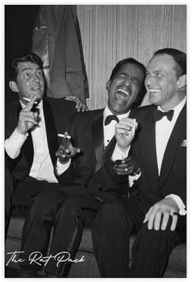 ahnld Poster auf Leinwand, Motiv: The Rat Pack Sänger, Wandkunst, Dekor, Bild, Gemälde für Wohnzimmer, Schlafzimmer, Dekoration, 50 x 75 cm