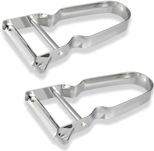 2 Pcs Stainless Steel Peelers, Speed Vegetable Peeler, 113 x 47 MM Extra Sharp Straight Cut, 113(L) x 67(W) mm, Easy Peeler for Professional & Home Kitchens