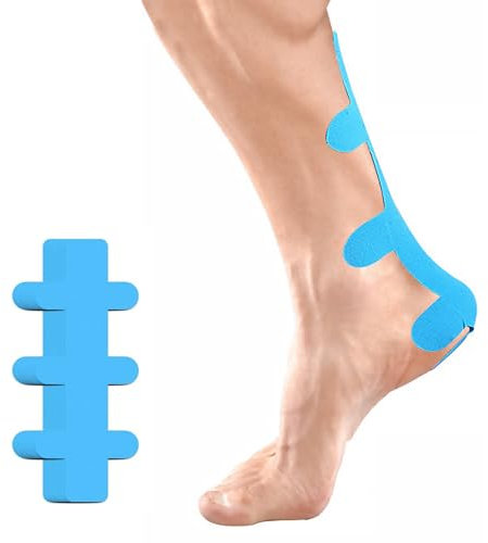 10 Stück Achillessehne Bandage Kinesiotapes Physio Tape Cure Tape Hautfreundlich mit Perfektem Trage-komfort, Wasserfestes & Elastisches Physio Tape Muskelzerrungen Vorzubeugen(Blau)