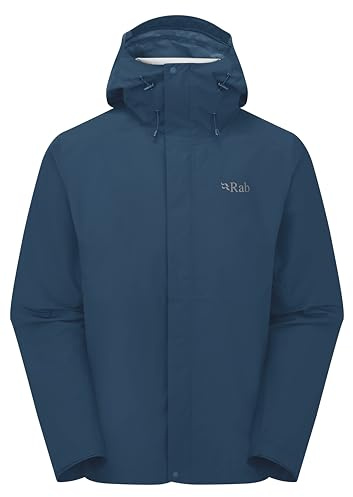 Rab Herren Downpour Jacke - Leichter wasserdichter Kapuzenmantel zum Wandern & Trekking | Leichter Regenmantel mit Kapuze, zum Wandern & Trekking