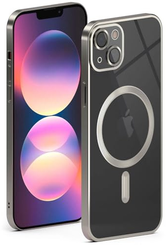 ONEFLOW für iPhone 13 Hülle für MagSafe mit Kameraschutz, Schutzhülle induktives Laden Durchsichtig, Handyhülle iPhone 13 Case Magnetisch, Titan
