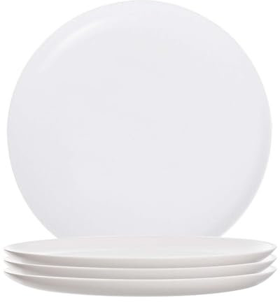UNIQUE HOME LIVING 32cm Porcelain Pizza Plate Set, Pizza Serving Dish Plates, White Porcelain Tableware, Dishwasher & Microwave Safe - Set of 4