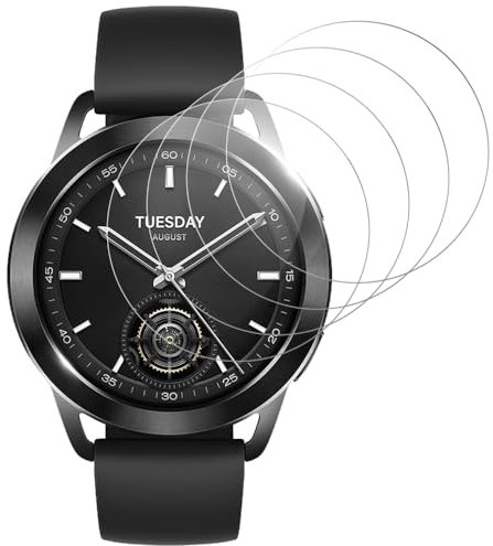 Beukei Protector de Pantalla Compatible con Xiaomi Watch S3, 4 Piezas Pantalla Protectorao[Dureza 9H][Antihuellas][Antiarañazos][Ultra Claro] Protector Cristal