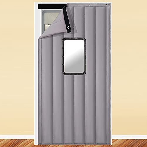 Langlebige Wärmedämmung Türvorhang schalldichte Decke extra breit 30 cm B x 45 cm L grau ideal für Garage Außentür Terrasse Küche PU-Material
