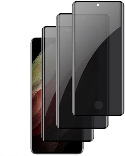 zonyee 3 Pièces Protection D'écran Anti-Espion pour Samsung Galaxy S21 Ultra, Dureté 9H Film en Verre Trempé Protecteur D'écran de Confidentialité, Ultra Résistant, Sans Bulles, Empreinte Anti-Doigt