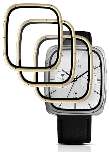 QULLOO 3 Stück Schutzfolie für Amazfit Active 2 Square, 3D PAMM Displayfolie,Anti-Bubble, Klar, Full-Screen, Displayschutzfolie, Displayschutz Film für Amazfit Active 2 Square