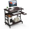 LIFEZEAL Bureau d'Ordinateur à roulettes, 75 cm Bureau d'Ordinateur Mobile pour Petits Espaces, Table avec Plateau pour Clavier et Souris, Étagère de Rangement Inférieure, Marron Foncé