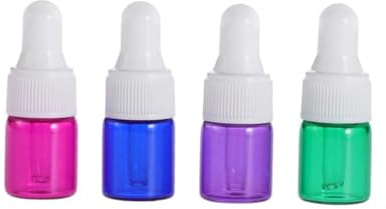 OATIPHO 15pcs 2ml Colored Glass Essential Oil Dropper Bottles Refillable Mini Empty Bottles for Aromatherapy Travel and Diy