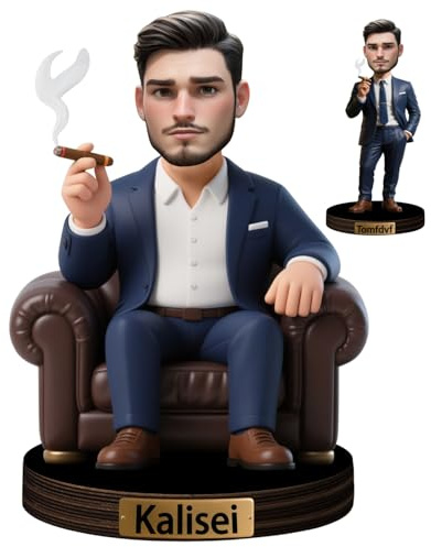 VWCSDSCS Personalized Cartooned Boss Figurine Trinket Portrait Caricature Desk Name Plate Custom Businessman Leader Sculpture Ornament Acrylic Plaque Office Decor Gift for Boss CEO Business