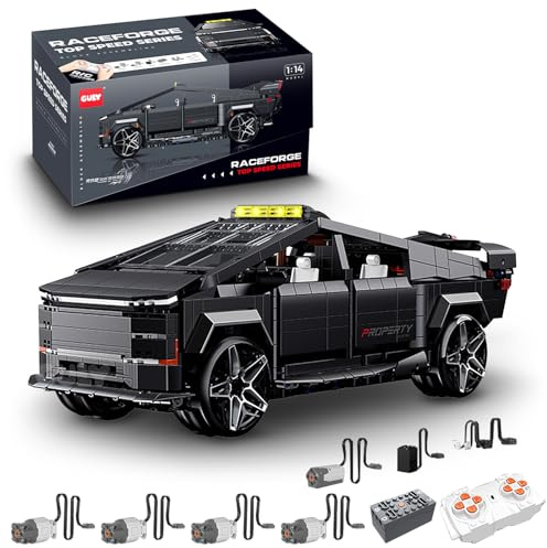 FigureArt Technik Pickup Truck Bausatz, GULY 10634, 1572 Teile mit Motoren und LED Ferngesteuert Auto MOC Klemmbausteine (Originalverpackung)