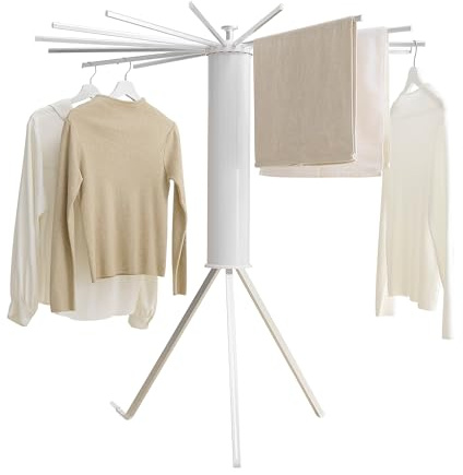 RFOUO Foldable Clothes Drying Rack Tripod with Aluminum-16rods | Portable，Space-Saving Freestanding Drying Rack for Indoor Outdoor, Apartment, Bedroom, Laundry Room