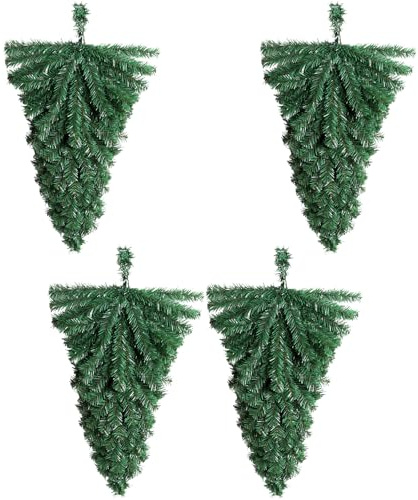 1.5ft/45cm 4Pcs DIY Upside-Down Christmas Tree with 55 Tips Indoor Wall Green Pvc Decorative Xmas Tree for Home Party Wedding Christmas Decoration
