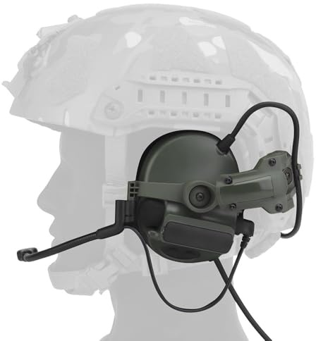 WLXW C5 Tactical Headset Helm Tragen Mit Lärm Reduktion Jagd Schießen Gehörschutz Kopfhörer Airsoft Ohrenschützer Mit Schienen Adapter(RG)