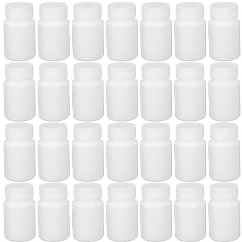 Yardenfun 100pcs Plastic Pill Bottles with Screw Top Caps White PE Medicine Containers Airtight Small Bottles for Travel and Vitamin Storage