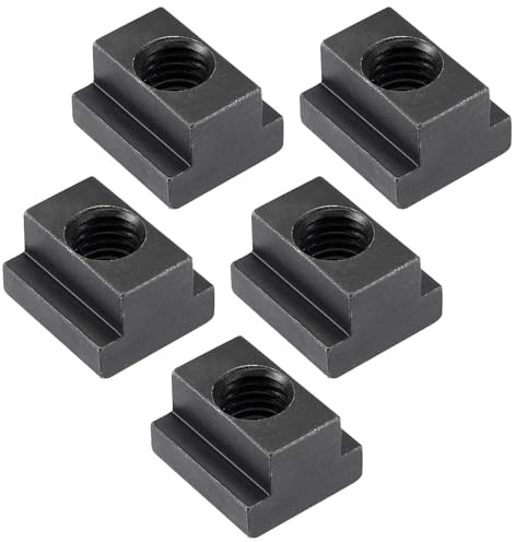 Unifizz M16 Thread T Slot Nuts Alloy Steel Black Oxide Finish Grade 8.8 Tapped Through Slot T-nuts Furniture 5Pcs