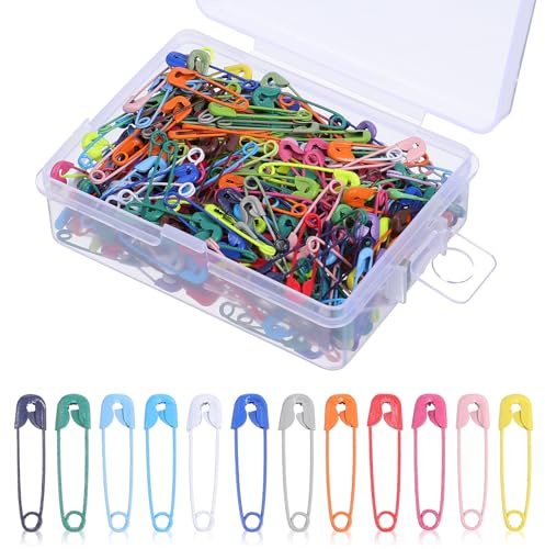 SHENLIU 350 Stück Sicherheitsnadeln Klein, 19mm Mini Sicherheitsnadeln Mit Praktischer Box Für Stricken Basteln DIY Nähen Kleidung