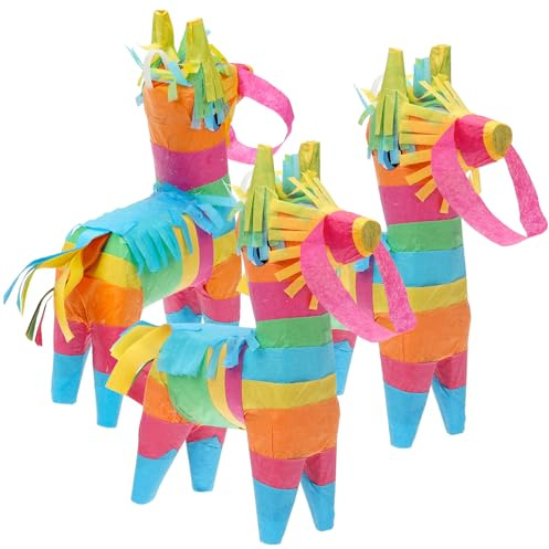 ZUNOXAZ Kleiner Esel Piñata 3 Stück aus Papier mit Aufhängeseil Leichte Fiesta Dekoration und Partyspielzeug für Geburtstagsfeiern und Cinco De Mayo