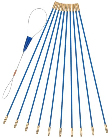 HEALEEP Kit de Tirage de Câble en Fibre de Verre 10 Pièces 33 Cm – Baguettes Tire-fil Électriques Flexibles pour Passage Mural, Câblage Électrique et Installation D’électricien